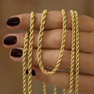 Collar de Cadena de Cuerda de Acero Inoxidable Chapado en Oro Geométrico Personalizado al por Mayor para Fabricación de Joyería Unisex de Moda - Product Image 1