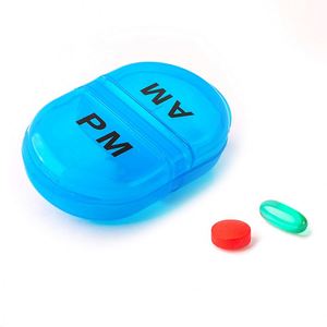 Pastillero Transparente de Plástico para Viaje, con 2 Compartimentos, Organizador de Pastillas para AM y PM, 2 Veces al Día - Product Image 2