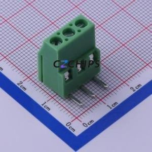 KF129R-5.08-3P Screw Terminal Block Bent Lead Through Hole,P=5.08mm Connector 1x3P 5.08mm Green Right Angle Insert - Product Image 1