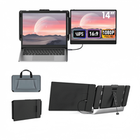 Moniteur pliable personnalisé de 14 pouces, 360 degrés, avec panneau IPS Full HD, double moniteur portable S1, extension d'écran pour ordinateur portable, compatible avec Windows et Mac