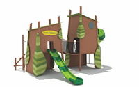 Équipement de terrain de jeu en bois de qualité commerciale, conception personnalisée d'attractions de parc extérieur de grande taille