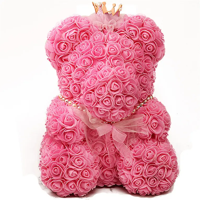ตุ๊กตาหมีเท็ดดี้ดอกกุหลาบ Diy 25ซม.,ดอกกุหลาบปลอมทำจากโฟม Pe ดอกไม้ตุ๊กตาหมีสำหรับเป็นของขวัญวันแม่วันวาเลนไทน์