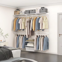 Verstellbares Weißes Metall-Kleiderschranksystem und Kleiderständer für Schlafzimmer mit Einseitigem Design und Schneller Montage