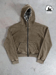 Felpa con cappuccio unisex effetto acid wash, pesante, per l'inverno, da palestra, casual, streetwear, uomo donna, prezzo conveniente, all'ingrosso - Product Image 3