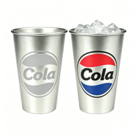 Gobelet de fête coloré personnalisé, design moderne, gobelet à cola, gobelets en aluminium jetables, mug Ping 450 ml, gobelet à eau portable pour les voyages et la randonnée
