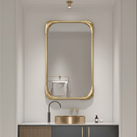 Miroir de salle de bain rond en acier inoxydable, miroir décoratif de vanité mural, résistant à l'eau, pour spa et salle de poudre