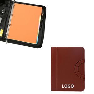 Black Office Leather <b>File</b> <b>Folder</b> Custom Zipper Handheld Business Manager Portfolio <b>Organizer</b> with Logo - Product Image 1