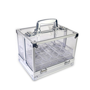 QINLONG QL-PC-600 Valigetta per Fiches da <span class=keywords><strong>Poker</strong></span> con Acrilico e Alluminio, Scatola per 600 Fiches, 6 Portafiches, Ecologica e Resistente per Uso in <span class=keywords><strong>Poker</strong></span>/Casino - Product Image 3