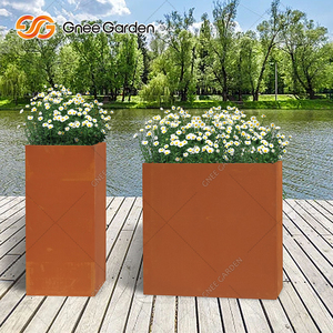 Jardinières d'extérieur en acier corten galvanisé de style américain rustique moderne pour la décoration du jardin et de la maison - Product Image 2