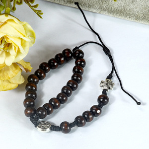 Pulsera de <span class=keywords><strong>Rosario</strong></span> con Cuentas de Madera Natural, Diseño 2026, Joyería Espiritual para Oración, Lista para Enviar - Product Image 2