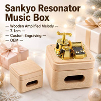 Boîte à musique en bois personnalisée avec amplification sonore, chambre de résonance, mouvement Sankyo, manivelle manuelle, durée 18 secondes, boîte moderne