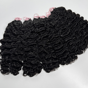 Cheveux bouclés au crochet, cheveux humains, noir naturel, boucles douces et volumineuses, cheveux pré-bouclés avec pointes bouclées pour tresses bohèmes - Product Image 1