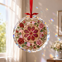 Ornement suspendu en verre cristal vintage personnalisé, ornement décoratif en verre cristal, pendentif décoratif pour cadeau de fête