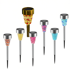 Luces Solares para Jardín, Paquete de 6, Resistentes al Agua IP65, Luces LED para Camino de Césped, Multicolor, Acero Inoxidable, Vidrio, Energía Solar - Product Image 1