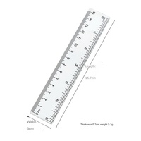 Règle pour étudiants en gros, 15 cm/20 cm/30 cm, plastique transparent, droite, impression bilatérale, pouces/cm, avec emballage indépendant