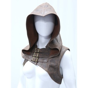 Capa de Guerrero Vikingo de Cuero Sintético Medieval, Disfraz de Cazadora Asesina, Disfraces de Carnaval, Capa con Capucha de Cuero de Color Sólido - Product Image 2