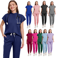 Tenue Médicale Tendance pour Femme : Ensemble Blouse à Col Montant et Manches Courtes, Pantalon Jogger Respirant