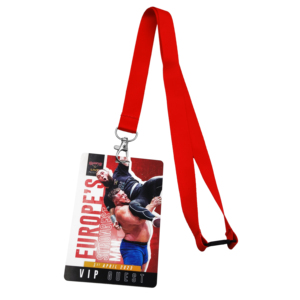 Lanière en polyester multicolore personnalisée à prix d'usine avec logo imprimé pour badges VIP et cartes d'accès backstage - Product Image 4