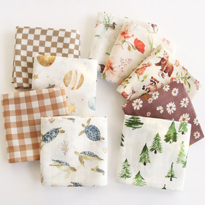 <span class=keywords><strong>Couverture</strong></span> en <span class=keywords><strong>mousseline</strong></span> pour nouveau-né de 0 à 12 mois, 70 % bambou, 30 % coton, motif animal, 47 x 47 pouces, anti-boulochage, portable, toutes saisons - Product Image 3