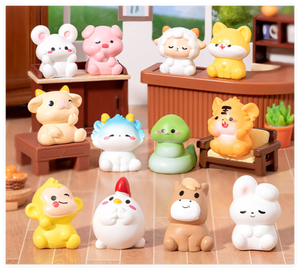 Vente en gros de figurines miniatures en résine 3D, 12 animaux du zodiaque, figurines de dessins animés kawaii, miniatures d'aquarium, décorations de gâteau, jouets, décorations de <span class=keywords><strong>jardin</strong></span> - Product Image 1