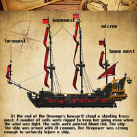 Moule King 13109S 3251PCS Ship Serie QA Revenge Pirate Ship Ornament Model Building Block Model Technical Toy Festival Gift