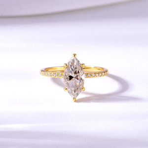 Meilleure vente S925 Silver Horse Eye-Shaped Mozambique Ring Simple Classic Design Independent <span class=keywords><strong>Station</strong></span> Moissanite Ring - Product Image 3