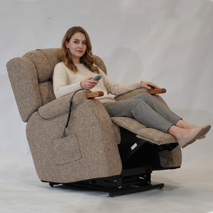 Fauteuil inclinable électrique confortable en tissu avec double moteur, fonction zéro gravité et roulettes, idéal pour les espaces de détente. - Product Image 5