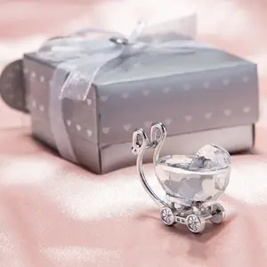 可爱的透明迷你水晶婴儿推车婴儿洗礼礼物纪念品