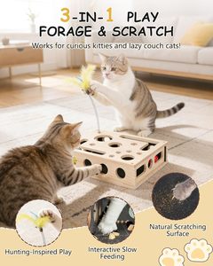 Juguete interactivo <span class=keywords><strong>de</strong></span> madera al por mayor <span class=keywords><strong>para</strong></span> <span class=keywords><strong>gatos</strong></span> <span class=keywords><strong>de</strong></span> interior: rompecabezas, rascador <span class=keywords><strong>de</strong></span> uñas, bolas con cascabel y varita <span class=keywords><strong>de</strong></span> plumas - Product Image 2