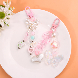 Hot Cute Fashion Decorative Chain Mobile Phone Key Charm Pendant <b>Keyring</b> Lightweight Customizable Women's Sling Keychain - Product Image 5