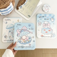 Miroir de maquillage pliable original à thème dessin animé, mini miroir de poche, miroir cosmétique portable mignon avec motifs de nourriture et d'animaux (chats et chiens)