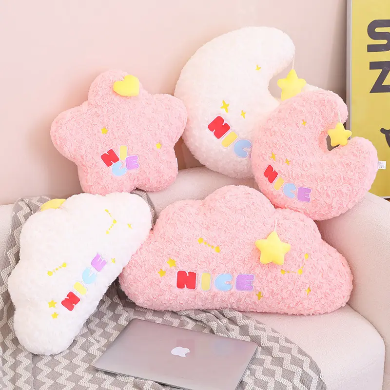 Hot Bán Mềm Kawaii Dễ Thương Plushie Đầy Màu Sắc Sao Trăng Peluche Đám Mây Gối Đệm Siêu Mềm Ngủ Ném Gối Cho Trẻ Em