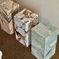 Table de réception moderne, table d'appoint personnalisée en marbre, onyx bleu, travertin, présentoir en pierre naturelle, socle en marbre, présentoir de magasin