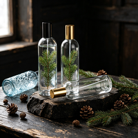 Desain Baru Botol Kaca Parfum Silinder Tinggi Tipis Bening 100ml Kosong dengan Atomizer Bertekanan 100pcs.