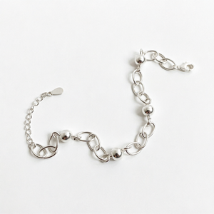 Nouveau bracelet chaîne ajustable en argent sterling 925 GRG, motif cercle géométrique, pour femme - Product Image 1