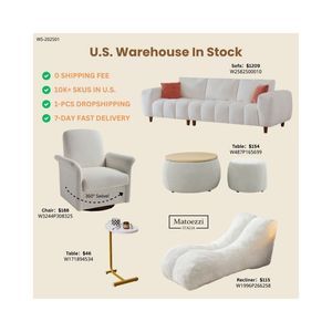 Ensemble de meubles de salon modernes en tissu avec rangement, canapé confortable, fauteuil et table basse pour appartement - Product Image 1