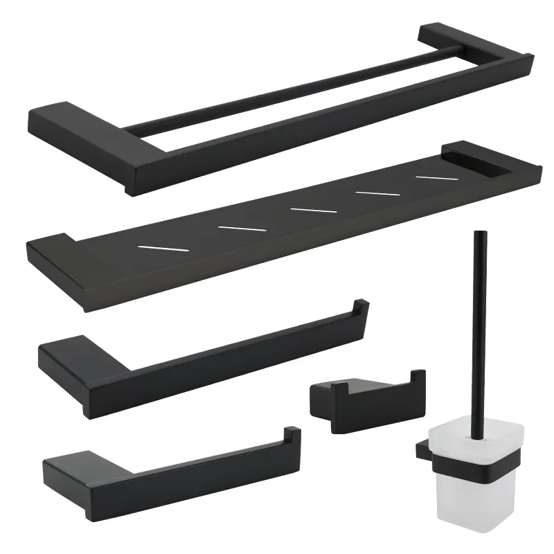 Set di accessori per il bagno in acciaio inossidabile con Hardware per il bagno dell'hotel nero opaco di alta qualità di vendita diretta in fabbrica