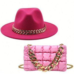 Conjunto de Sombrero Fedora y Bolso de Lujo para Mujer con Logotipo Personalizado, Sombrero Casual de Invierno Ecológico para Exteriores - Product Image 2