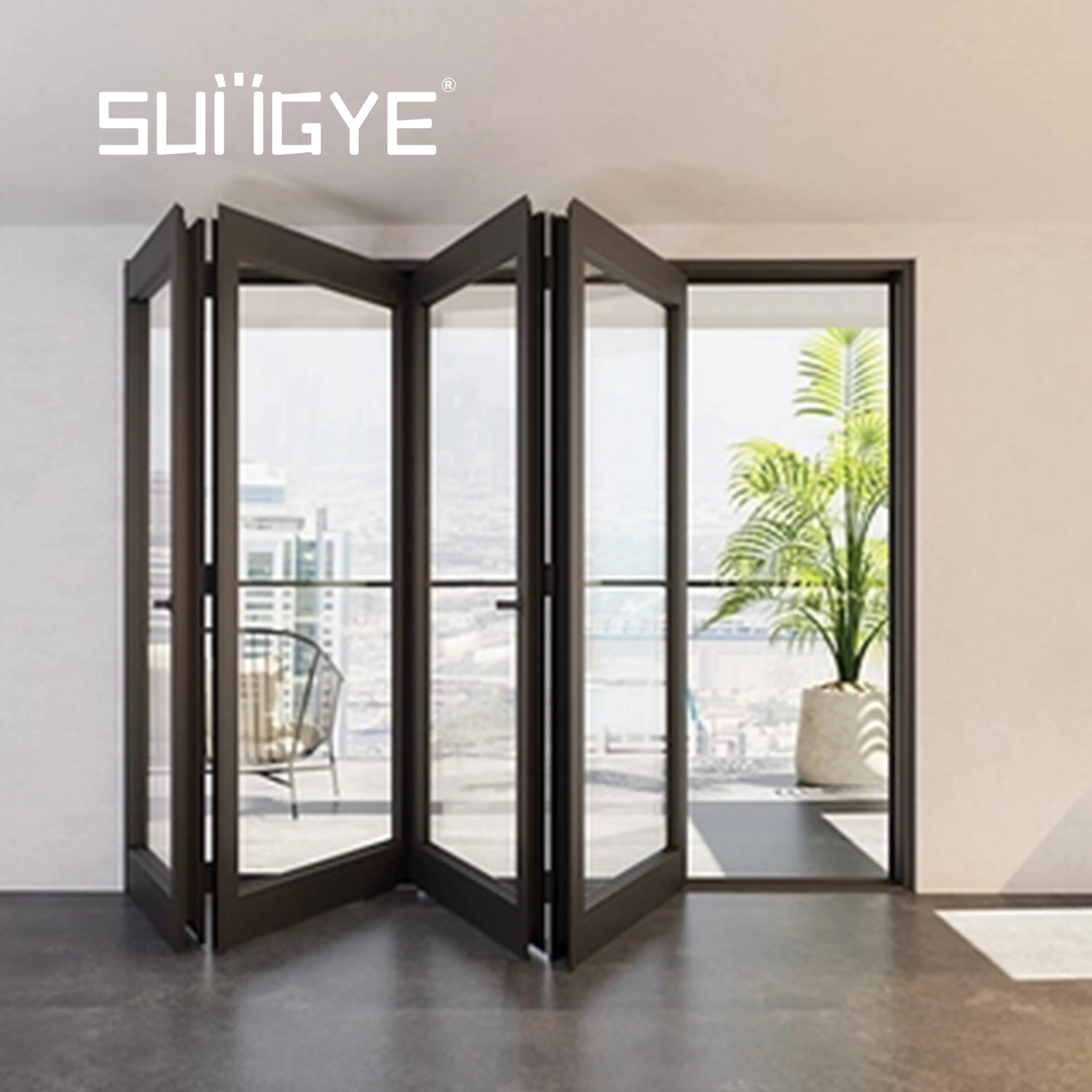 SUNGYE ประตูพับกันน้ํา Bi ประตูวิลล่าภายนอกลานอลูมิเนียมพับประตูฉากกั้นหีบเพลงกระจกพับระบบประตูลาน
