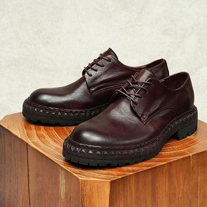Chaussures de mariage pour hommes en cuir véritable, bout rond, plateforme, sur mesure, haut de gamme, neuves, pour occasions formelles. - Product Image 1