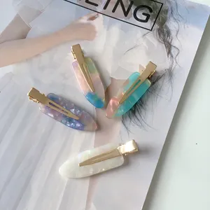 DOWELL韩国女孩化妆发夹无缝醋酸纤维金属发夹
