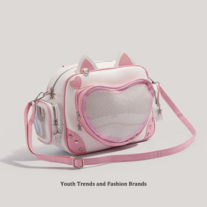 Tas Ita Bentuk Hati Kawaii Kustom, Tas Ita Bentuk Hati Berbahan Beludru Mewah dengan Renda Pink yang Menggemaskan untuk Penggemar Anime - Product Image 4