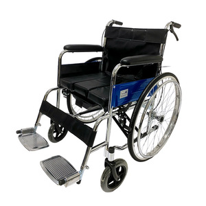 Fauteuil roulant manuel 24 pouces avec pneus solides en PU sans air, en acier carbone noir, léger, pliable, confortable pour personnes âgées et handicapées - Product Image 4