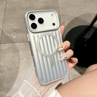 Étui magnétique de luxe à motif métallique ondulé pour iPhone 17 16 15 14 13 Air Pro Max, coque arrière souple mate