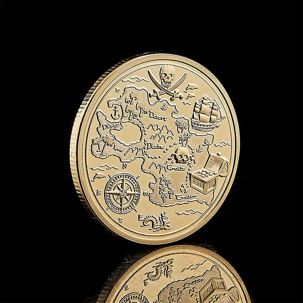 कस्टम तामचीनी समुद्री डाकू सिक्का धातु सिक्का समुद्री डाकू यूरोपीय खजाना सोने समुद्री डाकू सिक्के