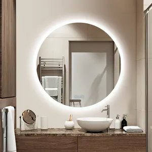 Fábrica Preço Direto Round Dressing Table Espelho Wall Mounted Smart Touch Screen Espelho De Maquiagem Do Banheiro Com Around Led Light