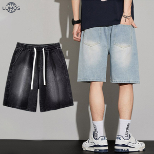 Pantalones Cortos de Mezclilla Vintage para <span class=keywords><strong>Hombre</strong></span>, Nuevos, de Verano, Corte Recto Holgado, Casuales, de Cinco Puntos, con Opción de Logotipo Personalizado y Estampados - Product Image 2