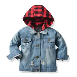2021 ilkbahar ve sonbahar yeni ürünler çocuk giyim erkek bebek kore rahat hırka kapşonlu denim ceket dış giyim