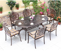 Tables et chaises de jardin en fonte pour balcon, tables et chaises d'extérieur pour villa, tables et chaises européennes de loisirs en aluminium moulé