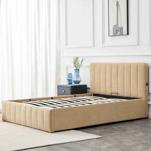 Cama tapizada King Size de lujo con iluminación LED integrada y USB - Product Image 2